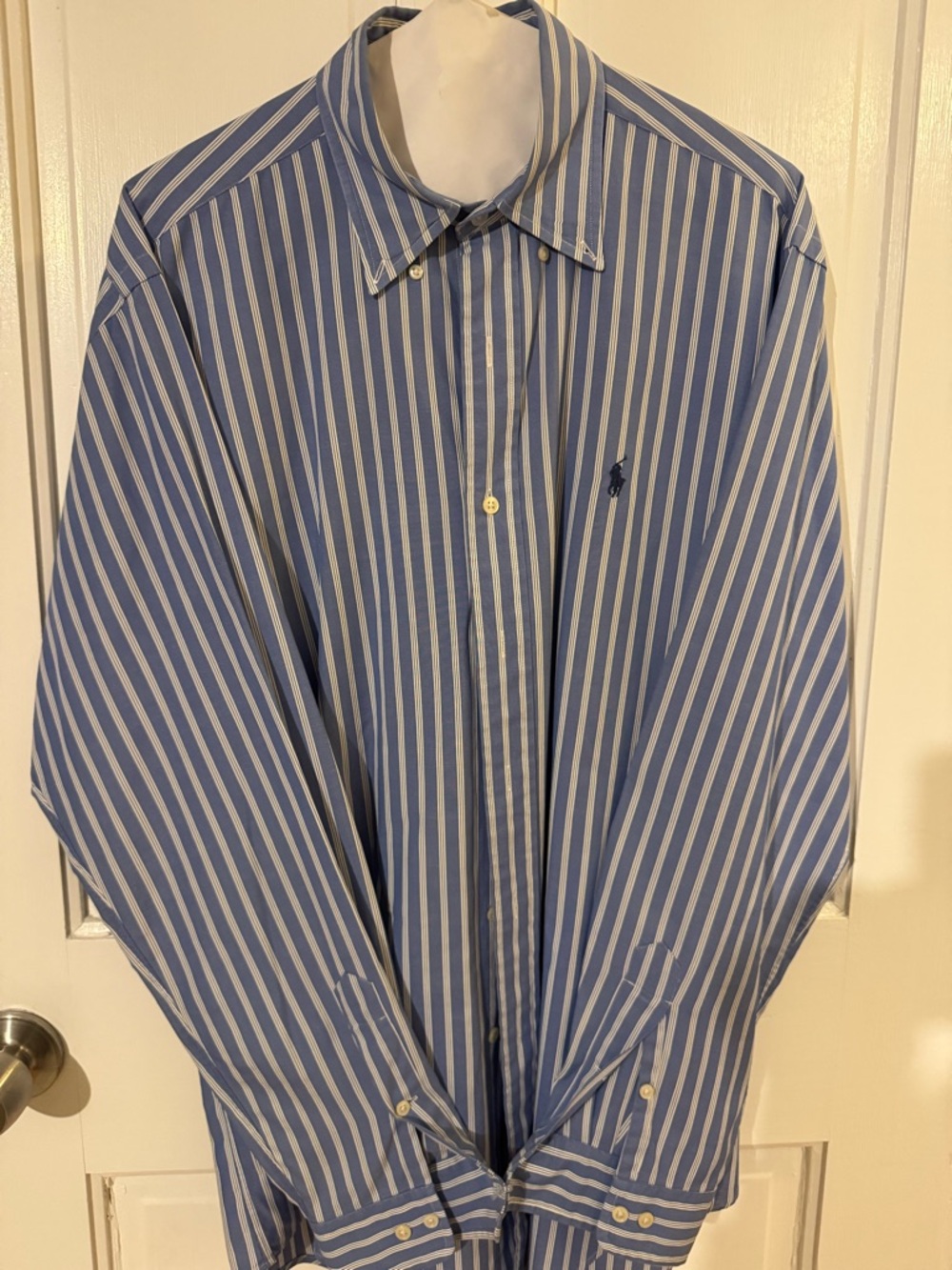 Ralph Lauren Blue and White Vertical Stripe Button-Down Shirt